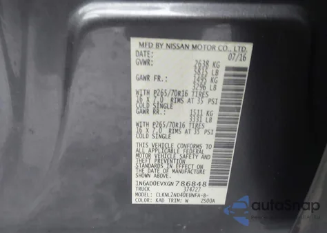 2016 Nissan Frontier Sv из США, поврежденный, VIN 1N6AD0EVXGN786848